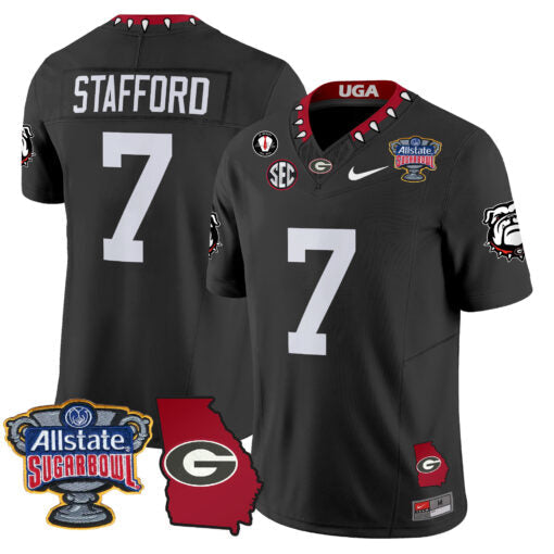 Matthew Stafford Jersey #7 Georgia Bulldogs 2025 Sugar Bowl Patch Vapor Black