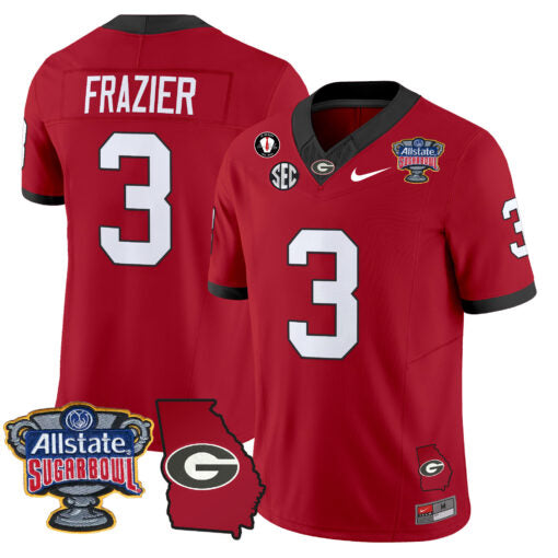 Nate Frazier Jersey #3 Georgia Bulldogs 2025 Sugar Bowl Patch Vapor Red