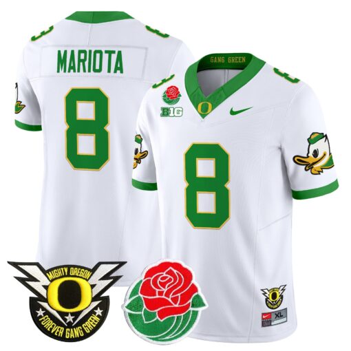 Marcus Mariota Jersey #8 Oregon Ducks 2025 Rose Bowl Game Patch Vapor White