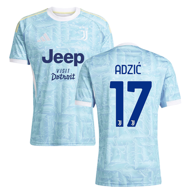 Vasilije Adžić 17 Juventus 2025-26 Away Match Jersey – Light Blue