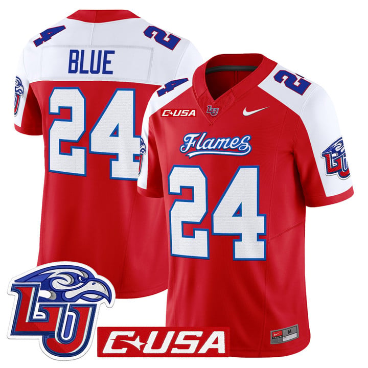 Vaughn Blue Jersey #24 Liberty Flames 2025 Vapor Limited Stitched Red Alter