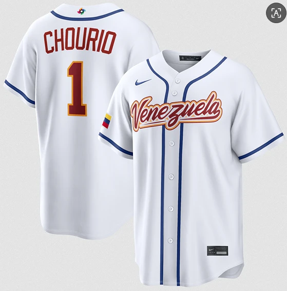 Venezuela Baseball #1 Jackson Chourio Jersey White 2026 World Baseball Classic Home Stadium Stitched