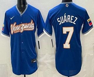 Venezuela #7 Eugenio Suarez Blue 2026 World Baseball Classic Cool Base Jersey