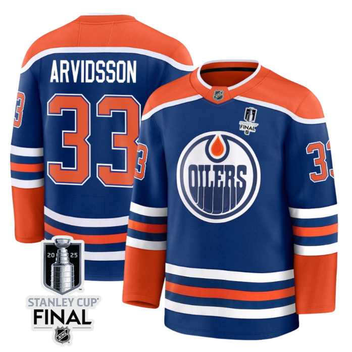 Viktor Arvidsson 33 Edmonton Oilers 2025 STANLEY CUP Final Patch Home Men Jersey Royal