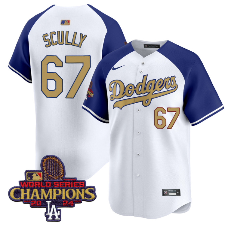 Vin Scully Jersey #67 Dodgers 2025 Gold Vapor Premier Limited Stitched Alternate
