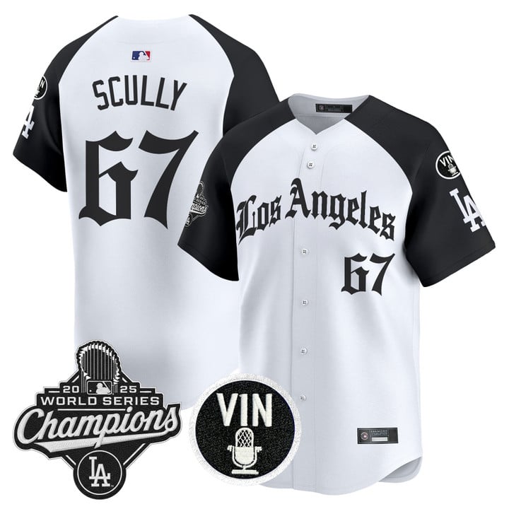 Vin Scully Jersey #67 Dodgers 2025 World Series Champions LA Gothic