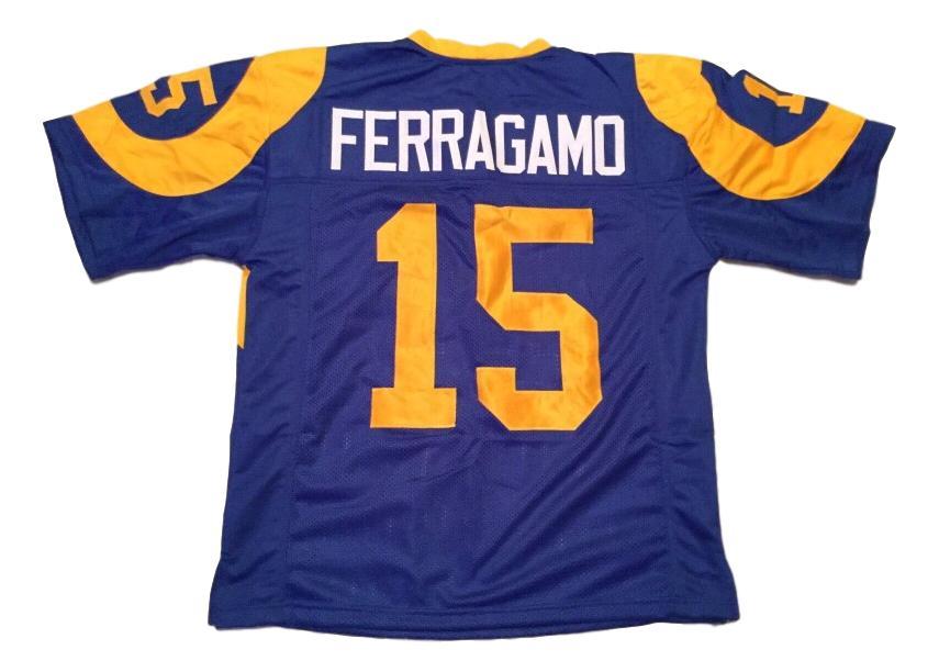 Vince Ferragamo CUSTOM STITCHED Unsigned Football Jersey Blue