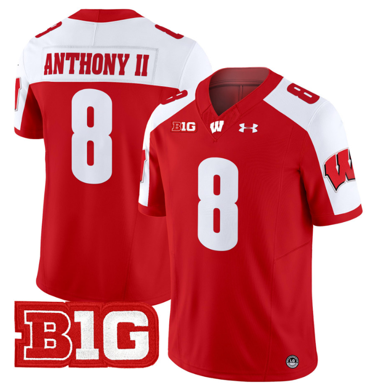 Vinny Anthony II Jersey #8 Wisconsin Badgers Vapor Football Stitched Red Alternate