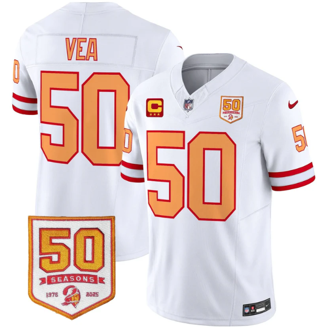 Vita Vea Jersey #50 50 Seasons 1976-2025 Vapor Limited Stitched White Limited