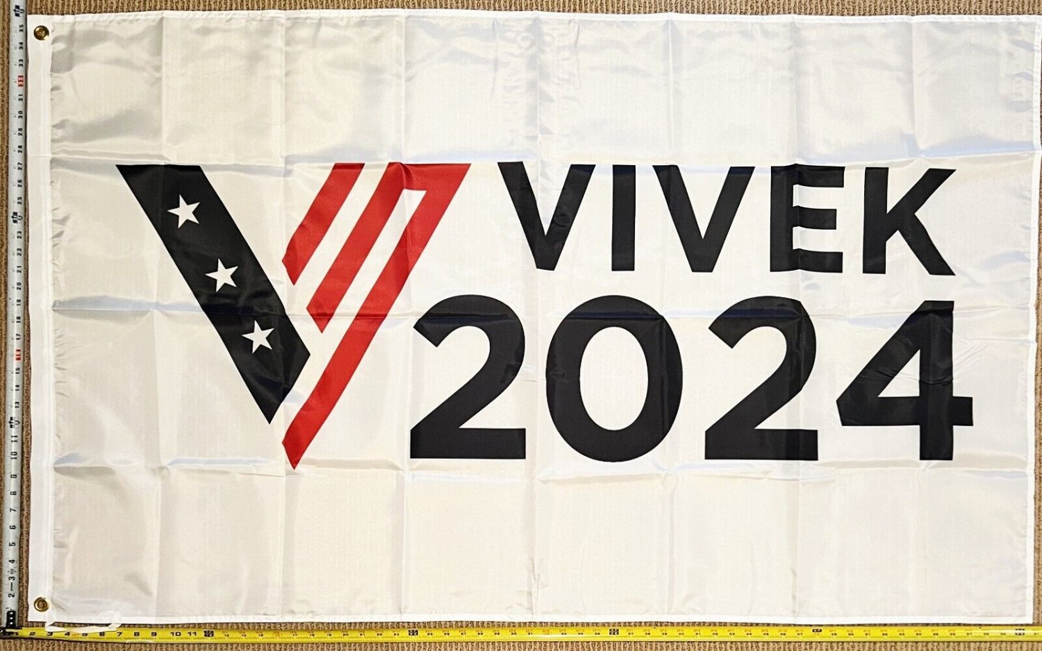 Vivek Ramaswamy Flag 2024 White Democrat Save America USA Sign 3x5'