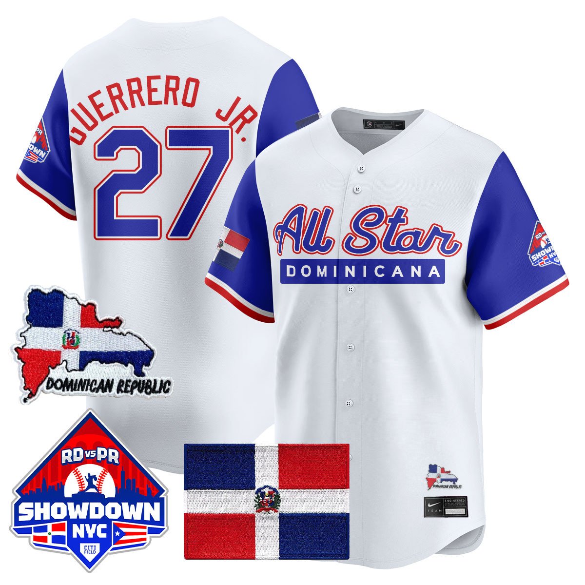Vlad Guerrero Jr Jersey #27 Dominican Republic Baseball All-Star 2025 Blue Sleeves