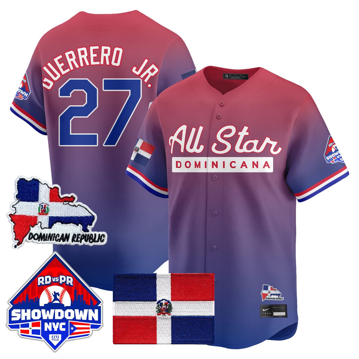 Vlad Guerrero Jr Jersey #27 Dominican Republic Baseball All-Star 2025 Red Limited