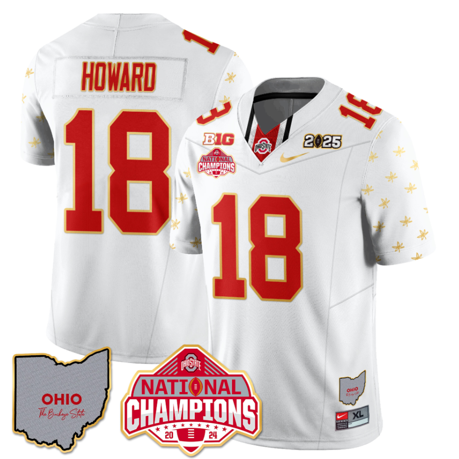 Will Howard Jersey #18 Ohio State National Champions 2025 Patch White Limited
