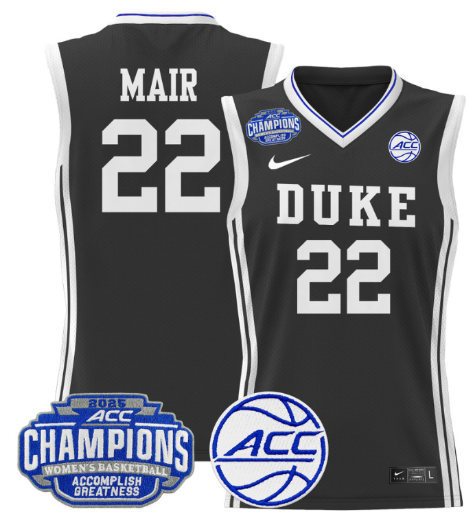 Women's Taina Mair Jersey #22 Duke Blue Devils 2025 ACC Champions Black