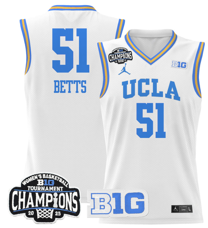 Women's Lauren Betts Jersey #51 UCLA Bruins 2025 Champions Basketball White