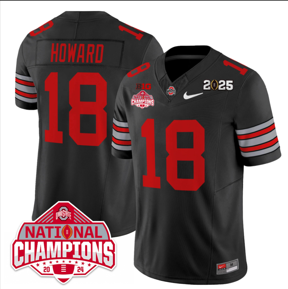 Will Howard Jersey #18 Ohio State 2025 CFP Patch National Champions Black