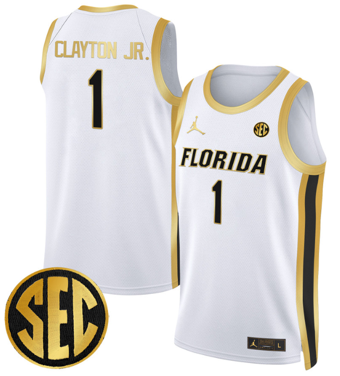 Walter Clayton Jr Jersey #1 Florida Gators Swingman Basketball Stitched White Gold