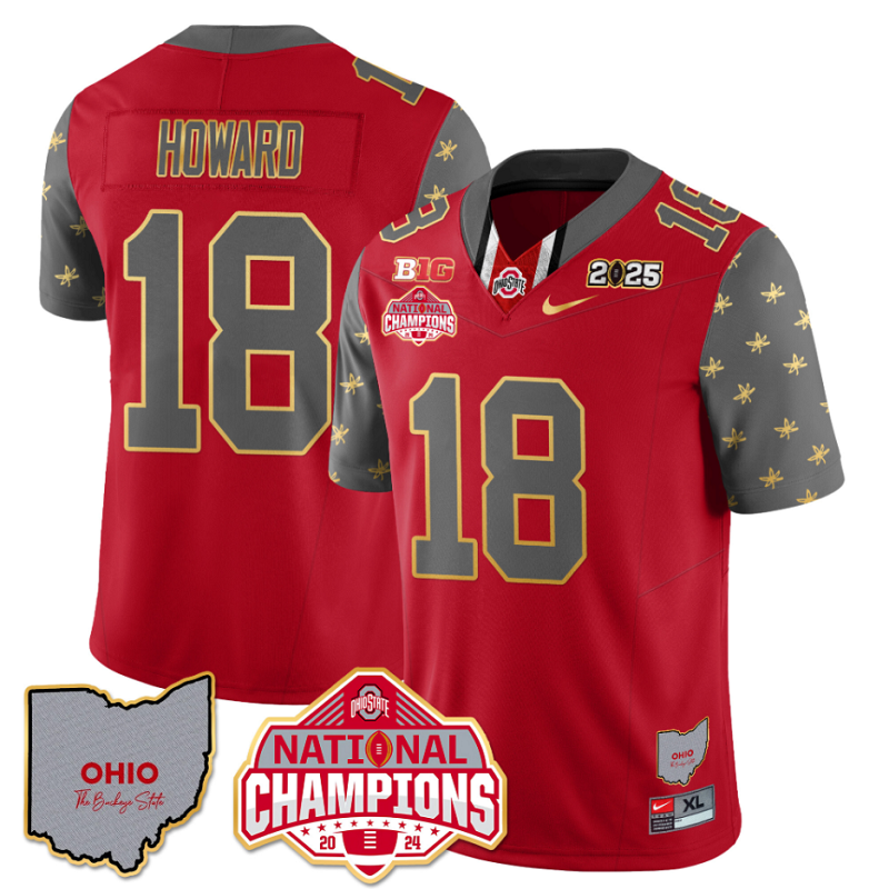 Will Howard Jersey #18 Ohio State National Champions 2025 Patch Red