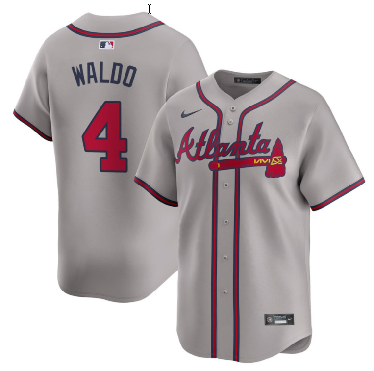 WALDO #4 Atlanta Braves Road Gray Jersey - All Stitched
