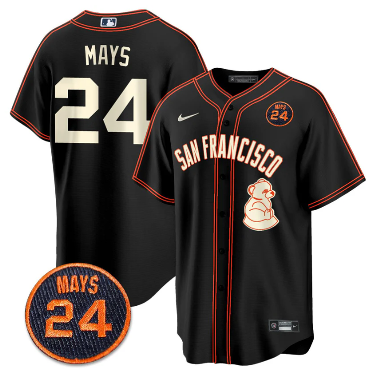 Willie Mays Jersey #24 San Francisco Giants #24 Mays Patch 2024 Vapor Premier Limited Black Limited