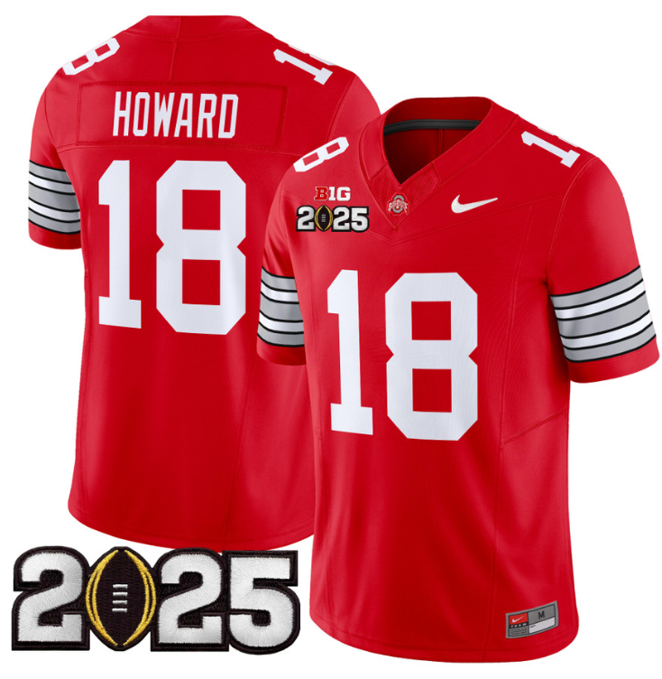 Will Howard Jersey #18 Ohio State 'Heritage Stripe' 2025 CFP Final Patch Red