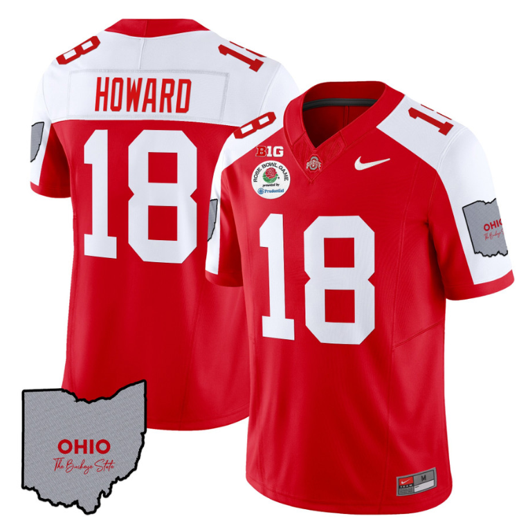 Will Howard Jersey #18 Ohio State Rose Bowl Patch Football V3 Red Alternate