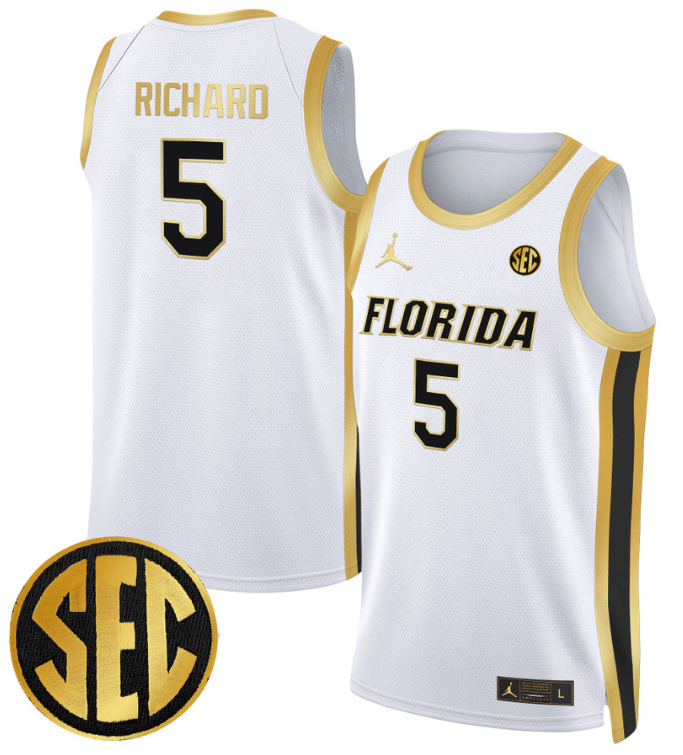 Will Richard Jersey #5 Florida Gators Swingman Basketball Stitched White Gold
