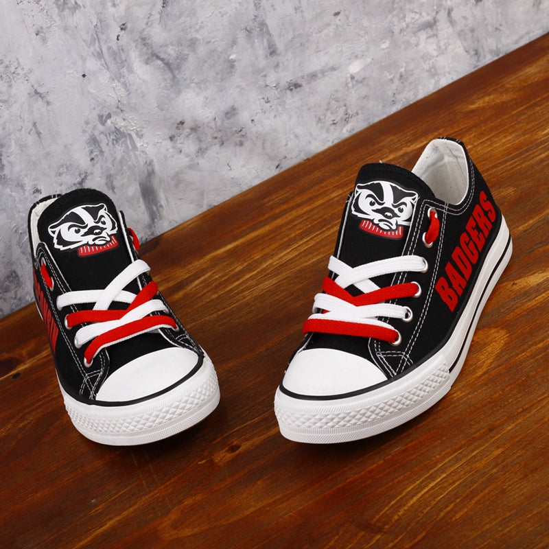 Wisconsin Badgers Limited Print NCAA College Students Low Top Canvas Shoes Sport Sneakers
