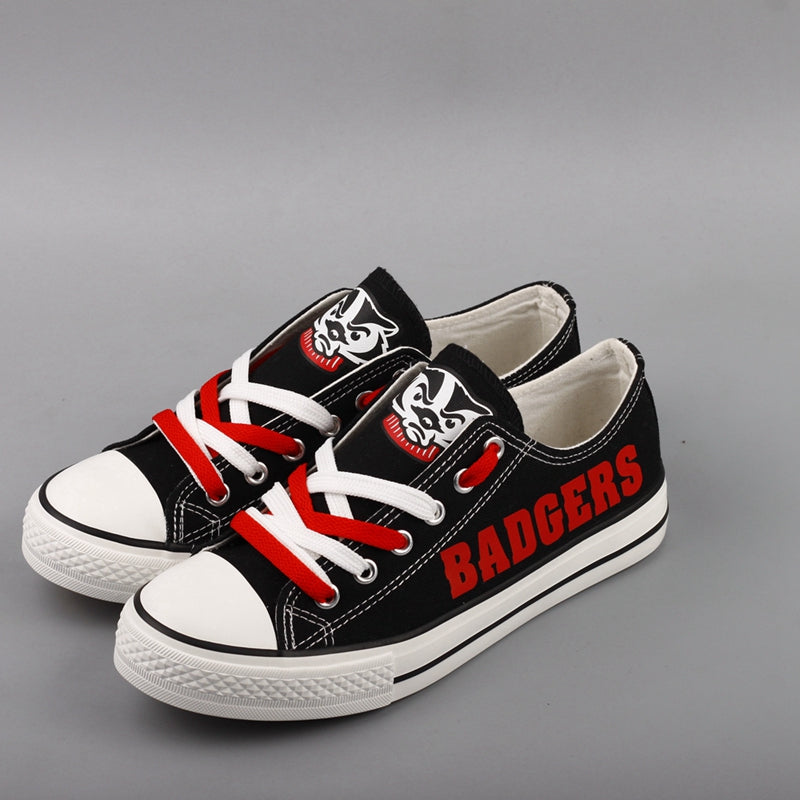 Wisconsin Badgers Limited Print NCAA College Students Low Top Canvas Shoes Sport Sneakers