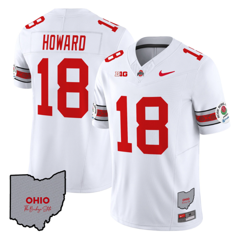 Will Howard Jersey #18 Ohio State Rose Bowl Patch Football V3 Stitched White
