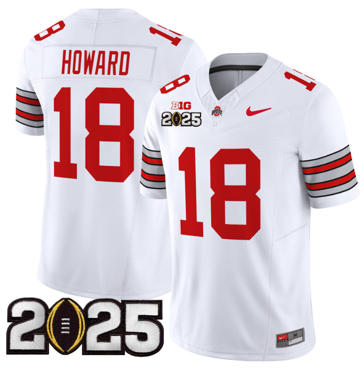 Will Howard Jersey #18 Ohio State 'Heritage Stripe' 2025 CFP Final Patch White