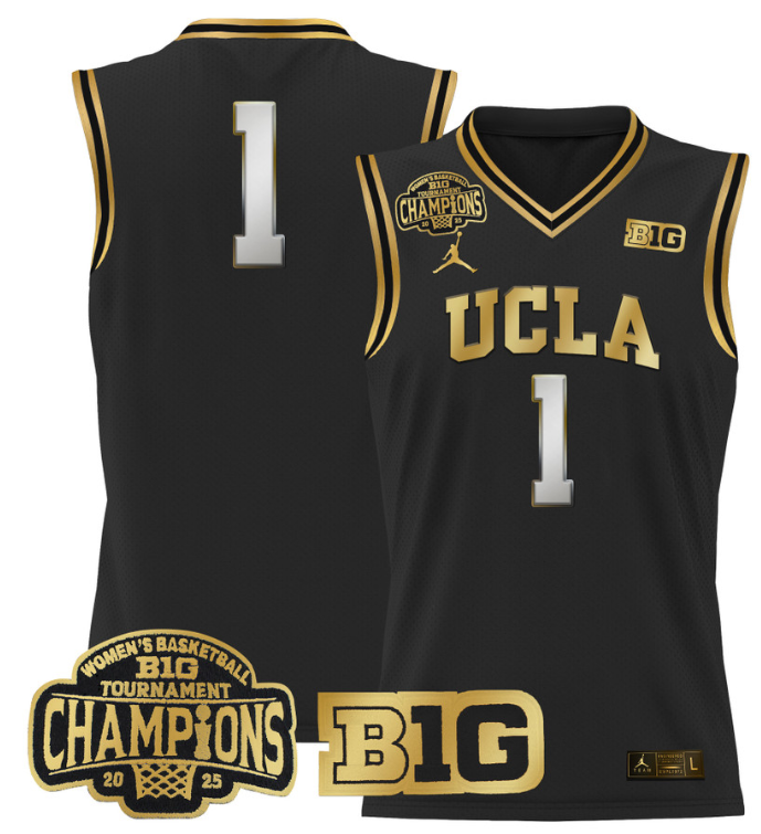 Women's Team Jersey UCLA Bruins 2025 Champions Basketball Stitched Black Gold