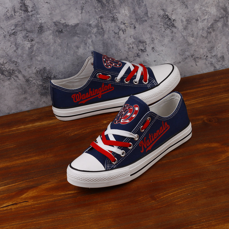 Washington Nationals Limited Print MLB Baseball Fans Low Top Canvas Shoes Sport Sneakers T-DAC86L