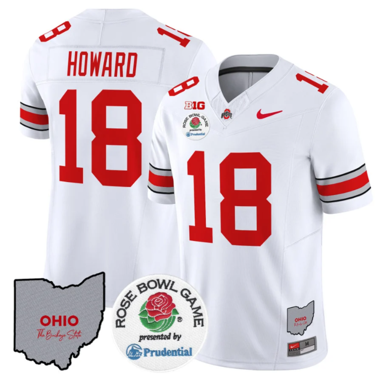 Will Howard Jersey #18 Ohio State Buckeyes Rose Bowl Vapor Limited V2 White