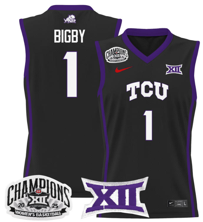 Women's Taylor Bigby Jersey #1 TCU Horned Frogs 2025 Champions Black