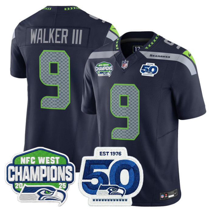 Walker III Jersey #9 NFC West Division 2025 Champions 50th Stitched Navy