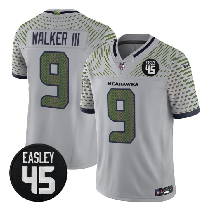 Walker III Jersey #9 Kenny Easley Memorial Patch Limited Stitched