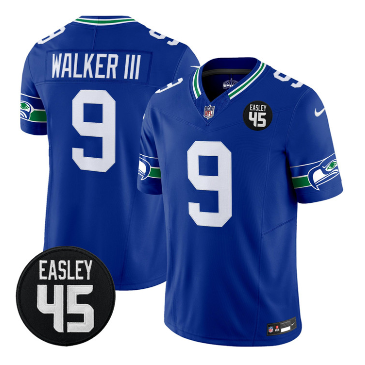 Walker III Jersey #9 Kenny Easley Memorial Patch Limited Stitched
