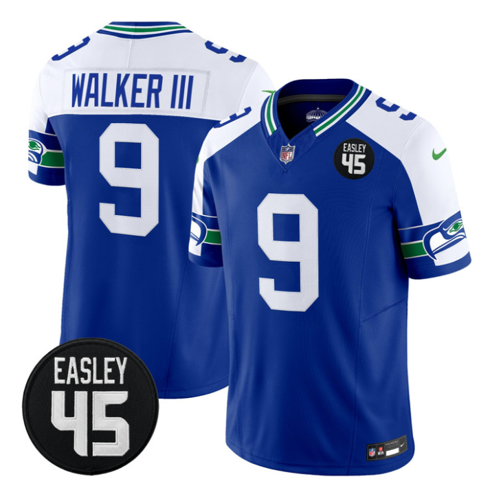 Walker III Jersey #9 Kenny Easley Memorial Patch Limited Stitched