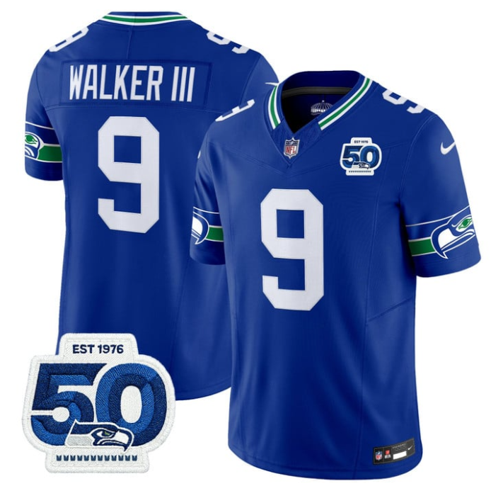 Walker III Jersey #9 Throwback 50th Anniversary Patch Limited Stitched