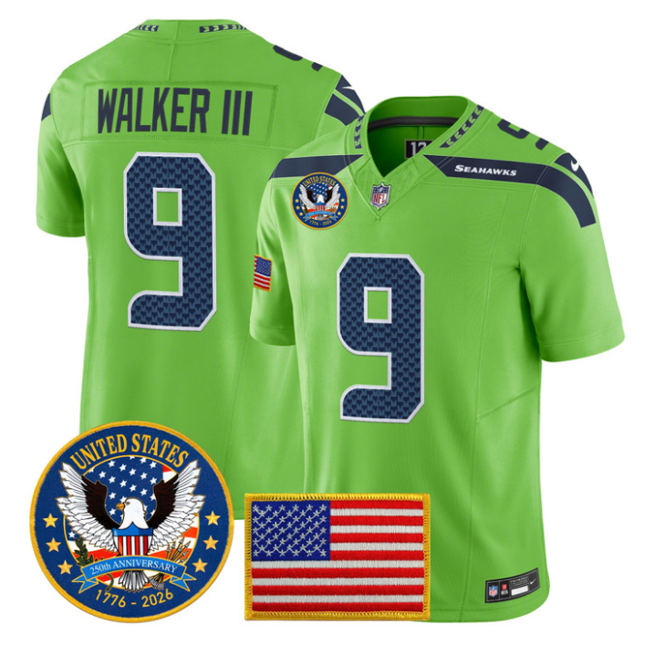 Walker III Jersey #9 United States 250th Anniversary Patch Stitched