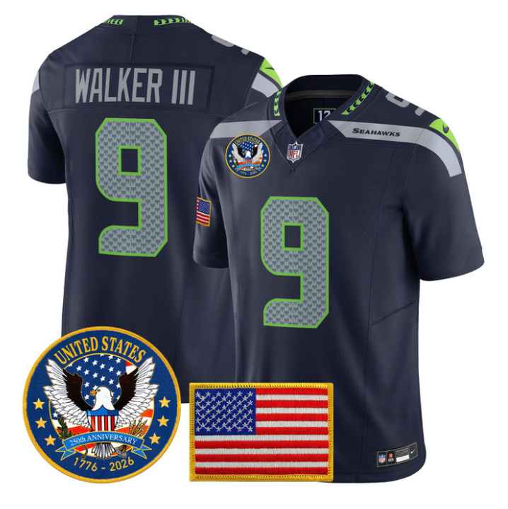 Walker III Jersey #9 United States 250th Anniversary Patch Stitched