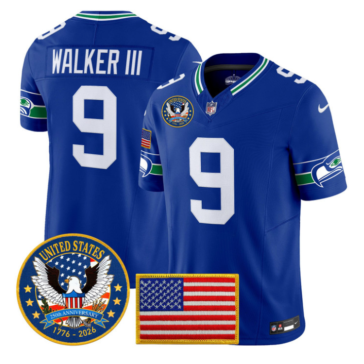 Walker III Jersey #9 United States 250th Anniversary Patch Stitched