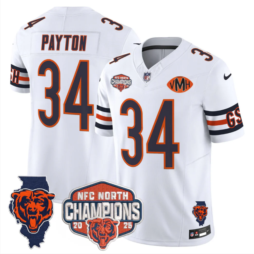 Walter Payton Jersey #34 NFC North Champions Patch 2025 V2 Stitched Navy Alternate