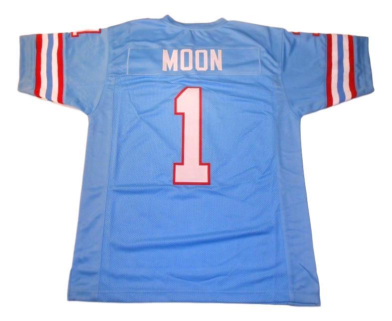 Warren Moon CUSTOM STITCHED Unsigned Football Jersey Blue