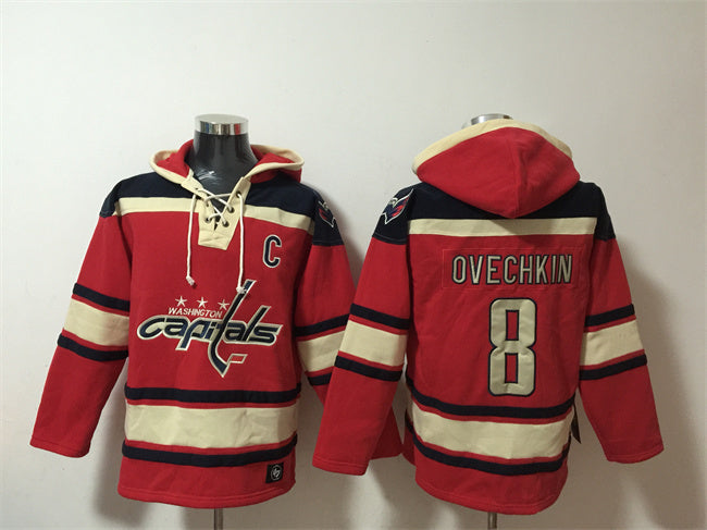 Washington Capitals #8 Alex Ovechkin Red Ageless Must-Have Lace-Up Pullover Hoodie