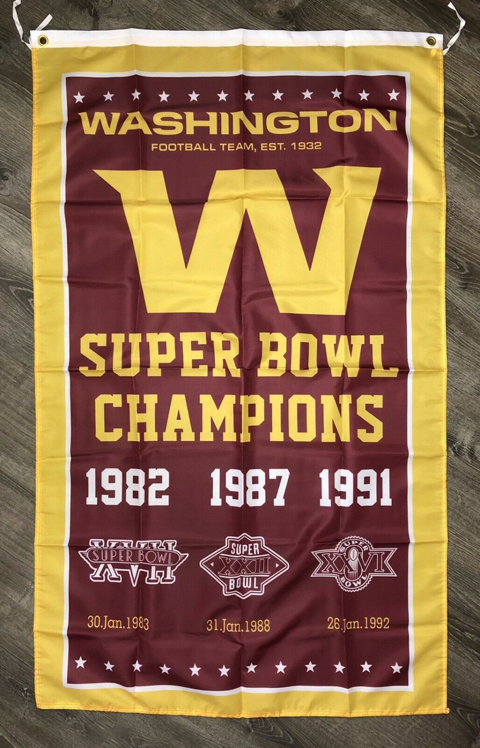 Washington Football Team Redskins Super Bowl Championship Flag Vertical 3x5 ft Banner