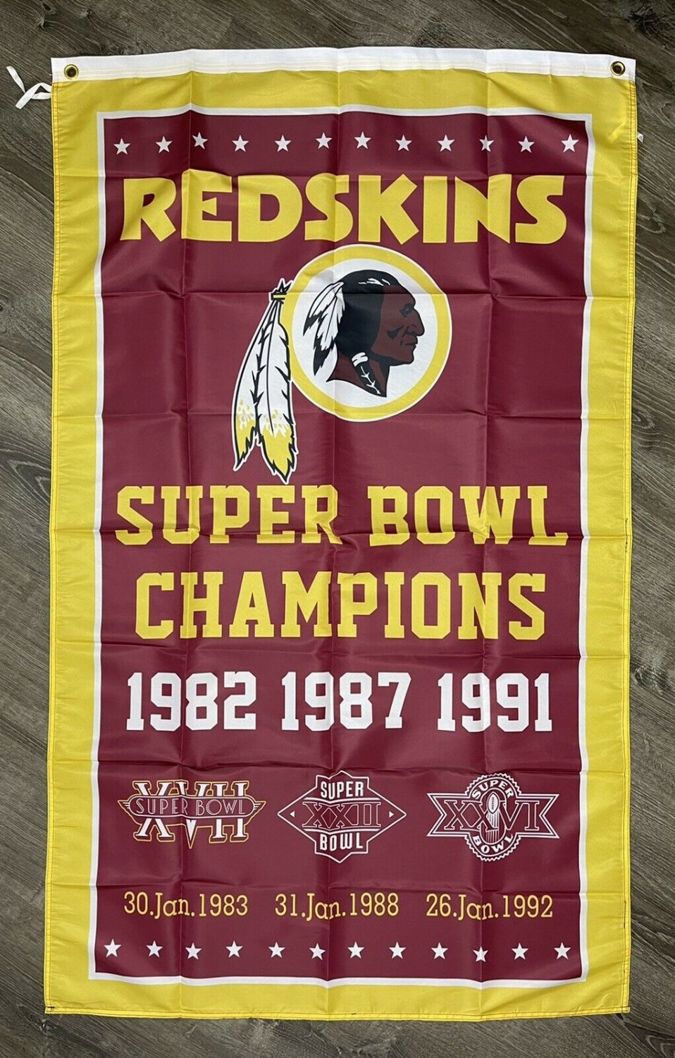 Washington Redskins Super Bowl Championship Flag Vertical 3x5 ft Sports Banner New