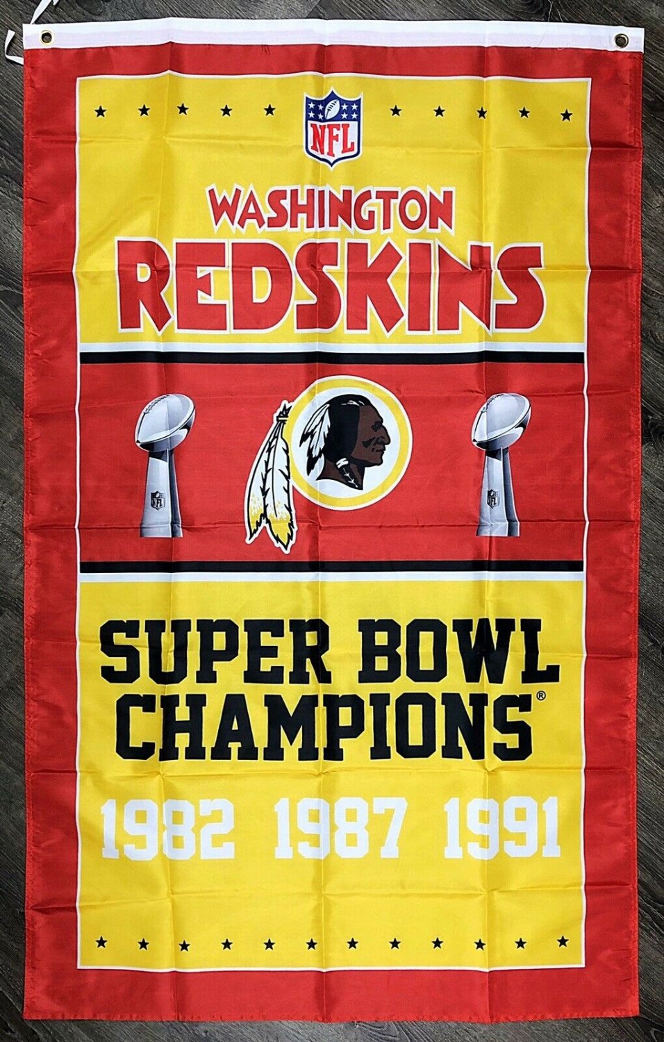 Washington Redskins Vertical Super Bowl Championship Flag 3x5 ft Sports Banner New