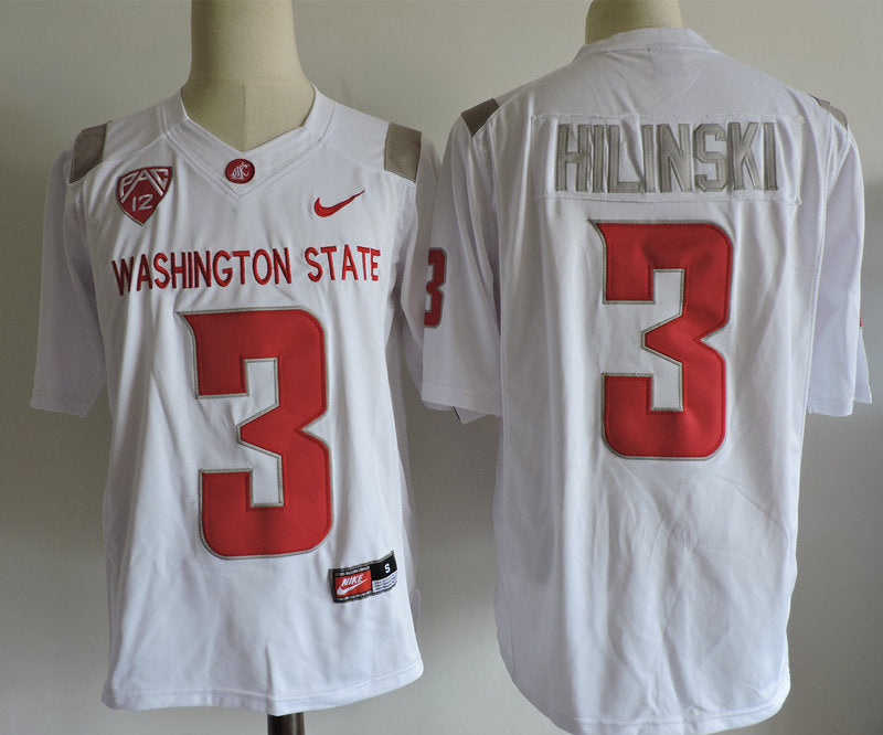 Washington State Cougars #3 Hilinski College Football Jersey White